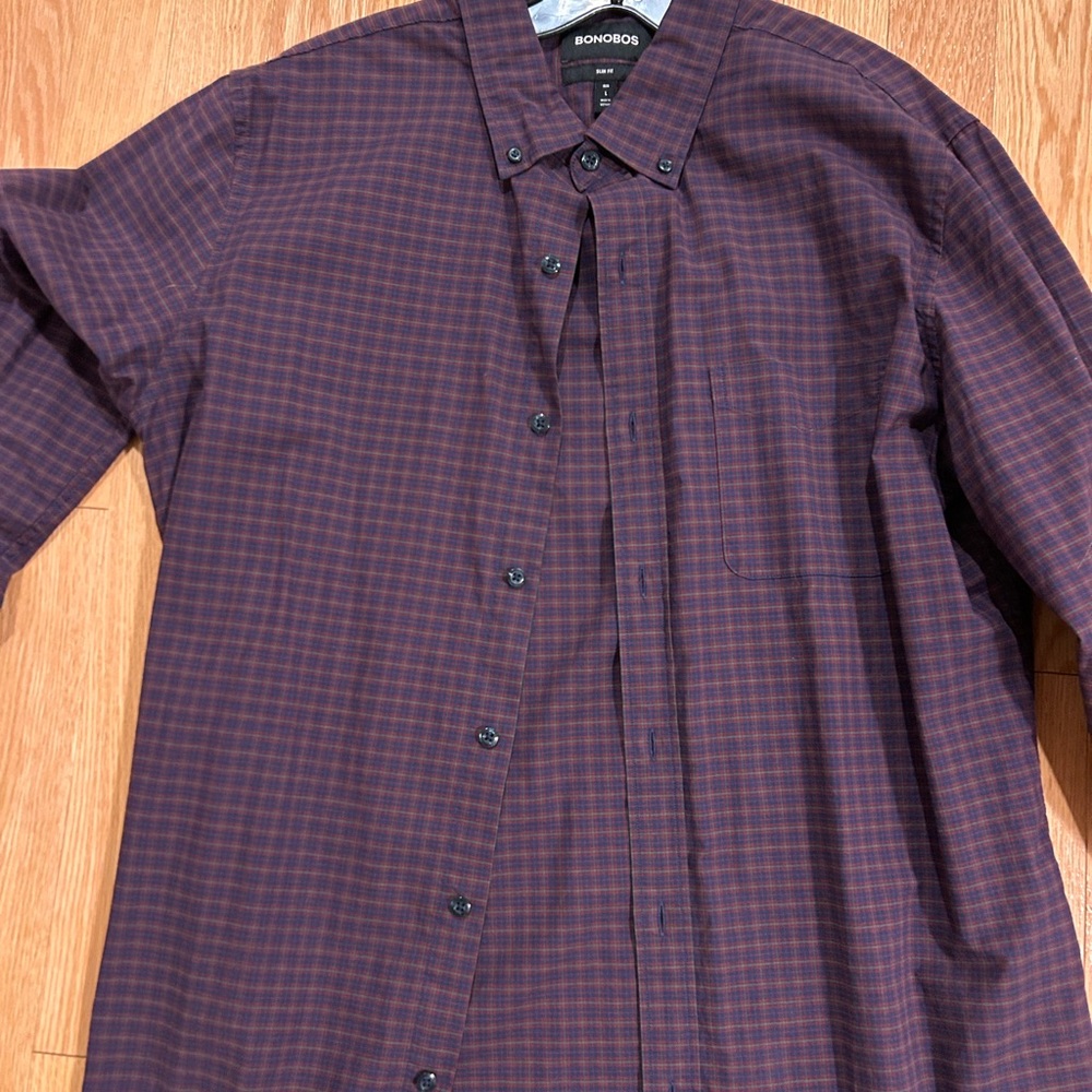 Bonobos Men's Burgundy Plaid Shirt